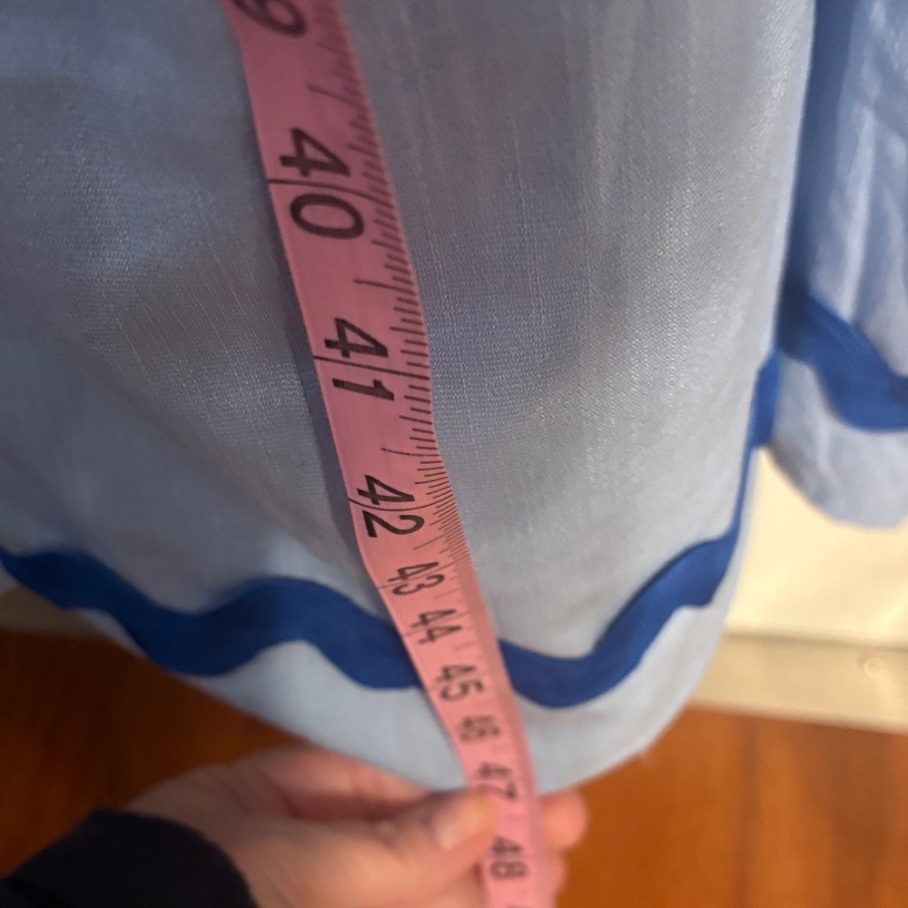 Light Blue Maxi Sundress with Navy Trim - Picture 6 of 14